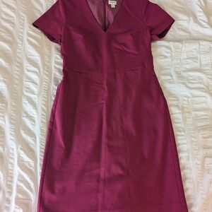 J. Crew Factory Pink Sheath Dress V-Neck Midi